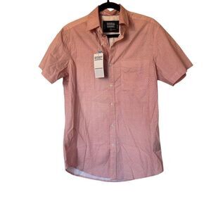 Monument Men's Red Geometric Short Sleeve Button-Up Shirt size Small